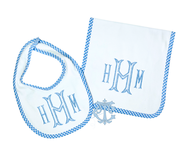 Gingham Baby Boy Gift Set