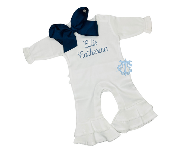 Name Embroidered Ruffle Romper