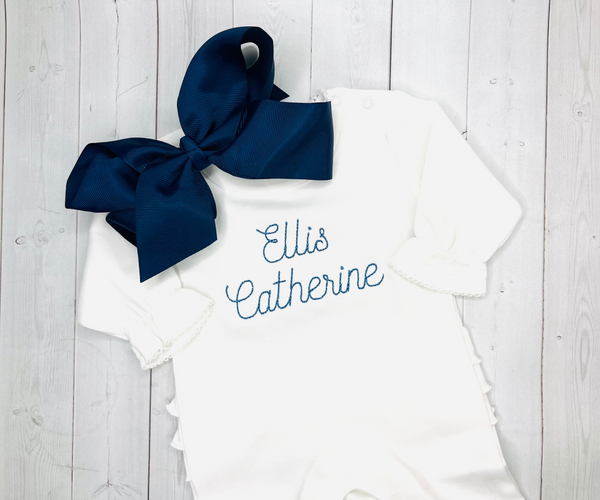 Name Embroidered Ruffle Romper