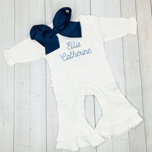 Name Embroidered Ruffle Romper